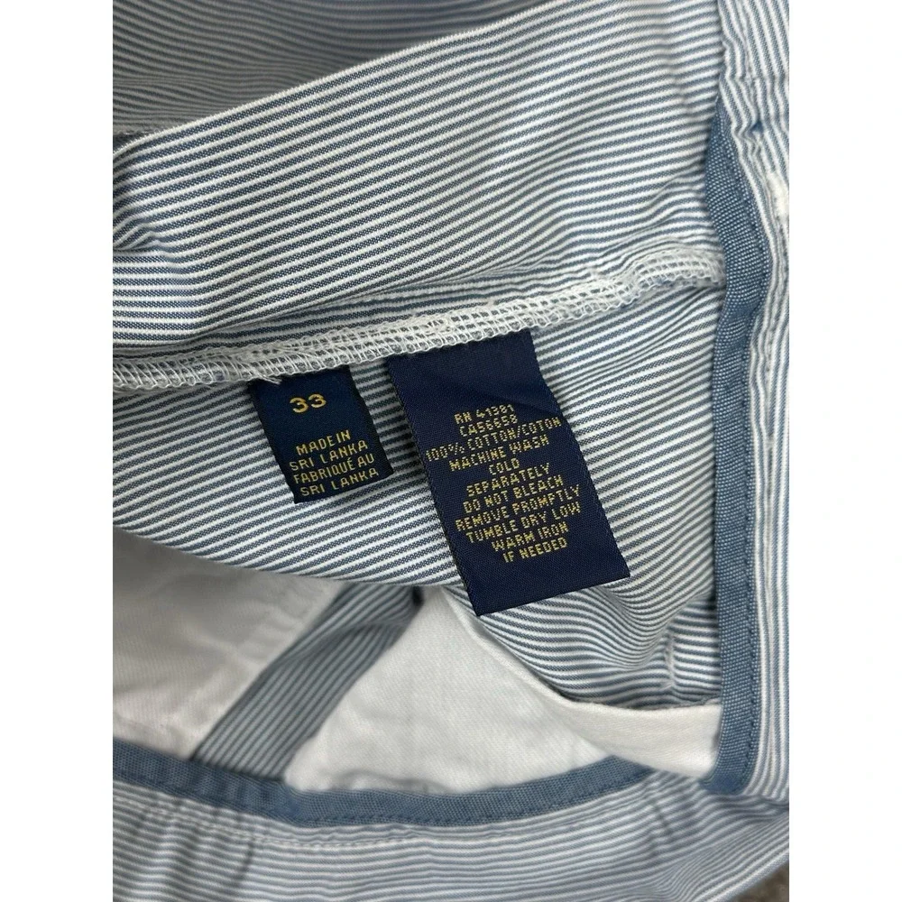 Polo Ralph Lauren Seersucker Shorts Men's 33 Blue White Striped Classic Fit Golf